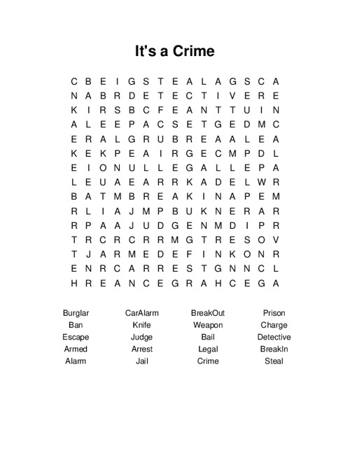 Its a Crime Word Search Puzzle