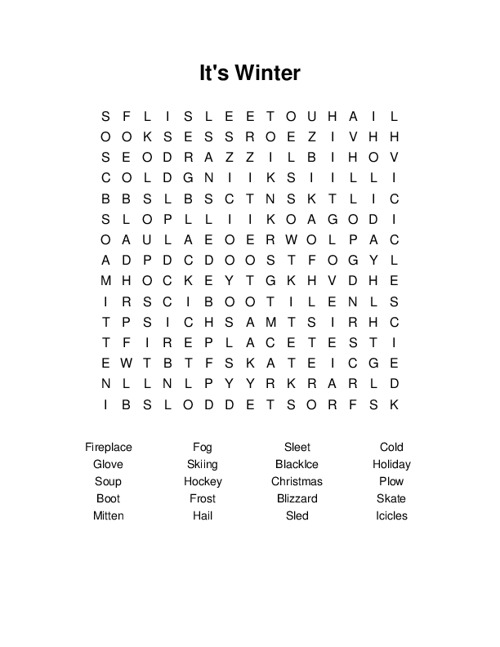 Its Winter Word Search Puzzle