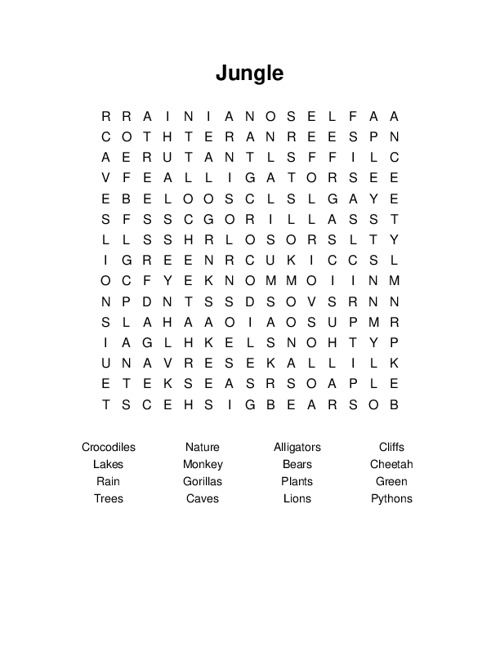 jungle word search