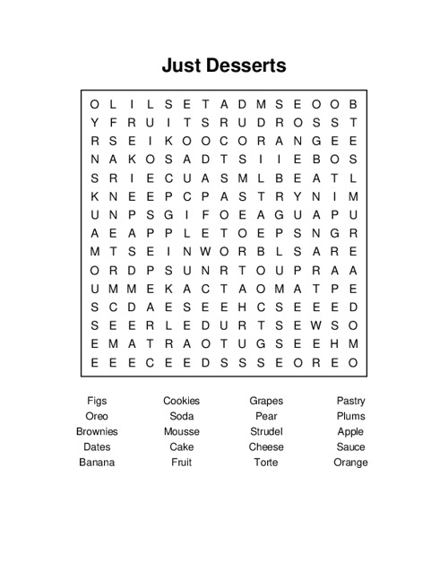 Just Desserts Word Search Puzzle