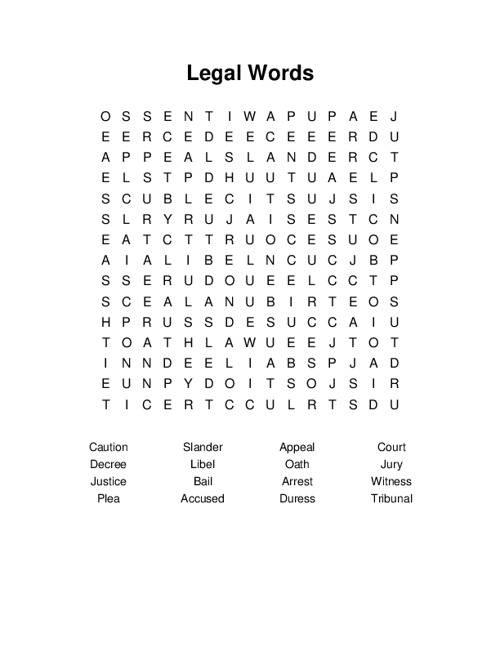 Legal Words Word Search