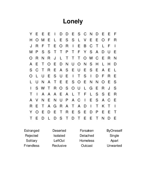 Lonely Word Search Puzzle