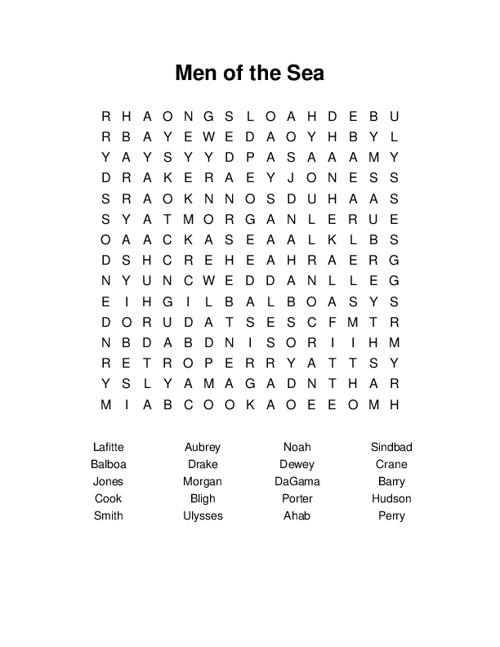 Men of the Sea Word Search Puzzle