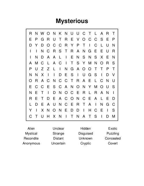 Mysterious Word Search Puzzle