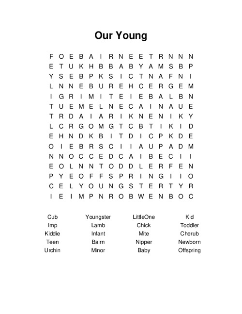 Our Young Word Search Puzzle