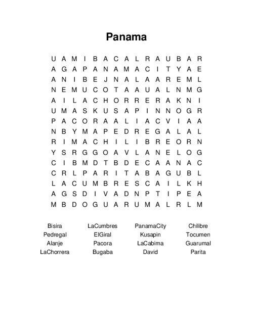 Panama Word Search