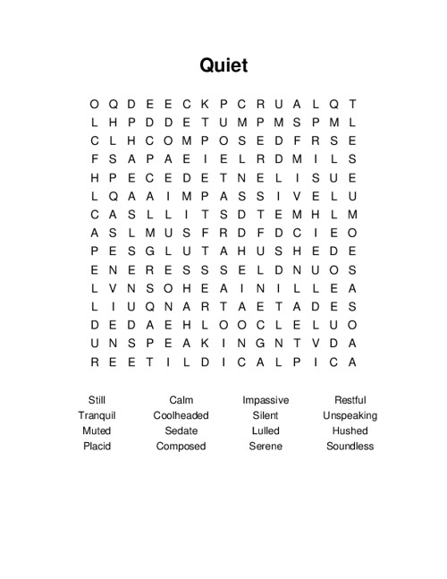 Quiet Word Search Puzzle