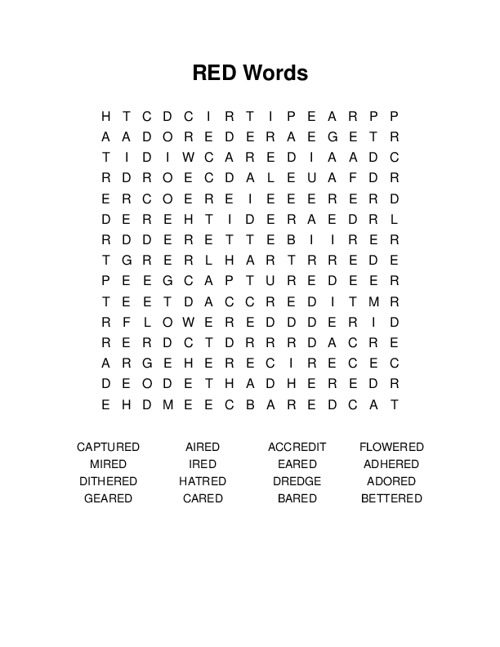 RED Words Word Search Puzzle