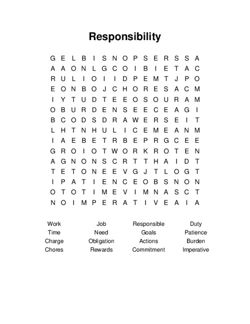 Responsibility Word Search