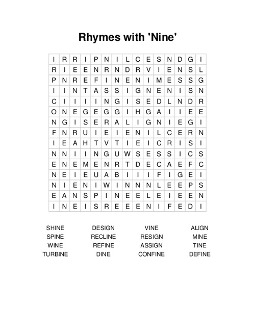 rhymes-with-nine-word-search