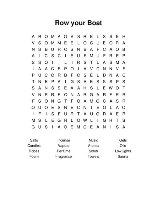 Row your Boat Word Search Puzzle