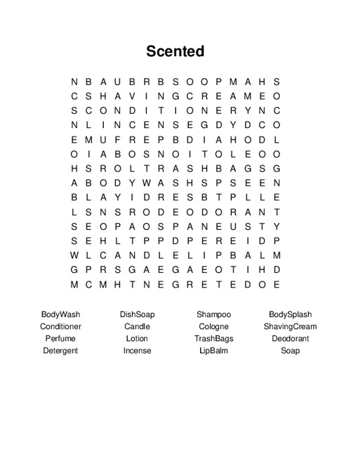 Scented Word Search Puzzle