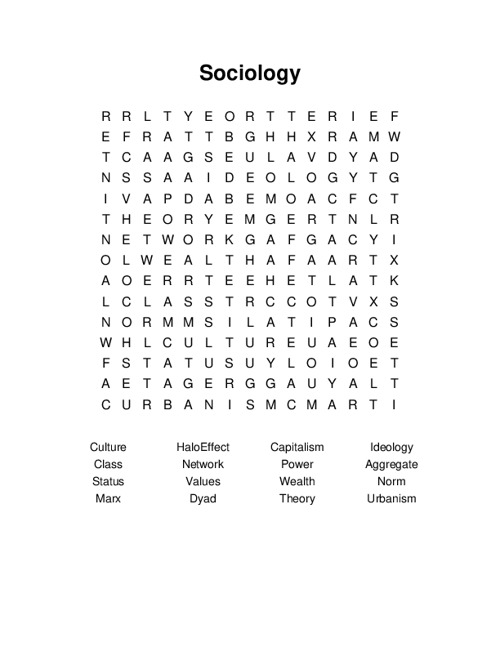 Sociology Word Search Puzzle