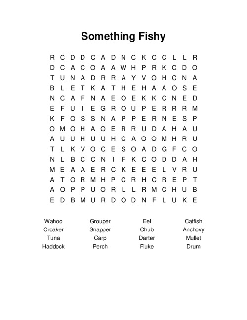 Something Fishy Word Search Puzzle