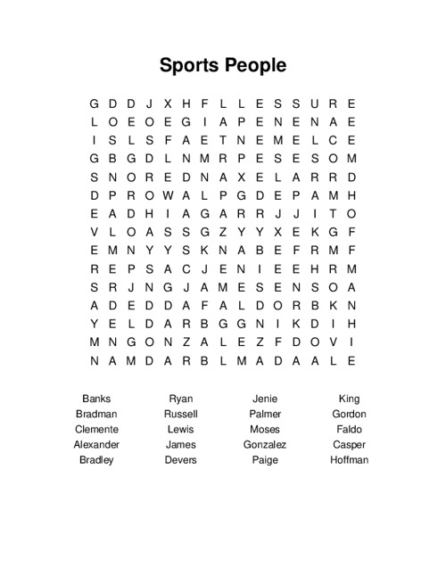 Sports People Word Search Puzzle