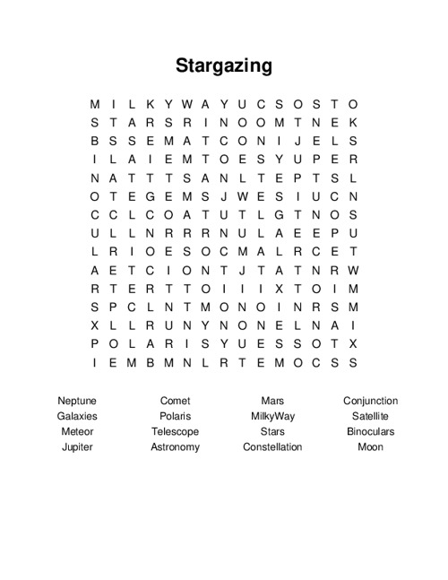 Stargazing Word Search Puzzle