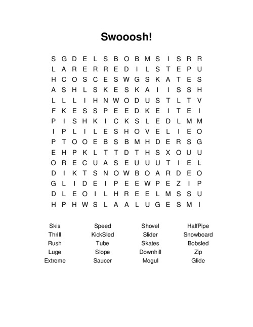 Swooosh! Word Search Puzzle