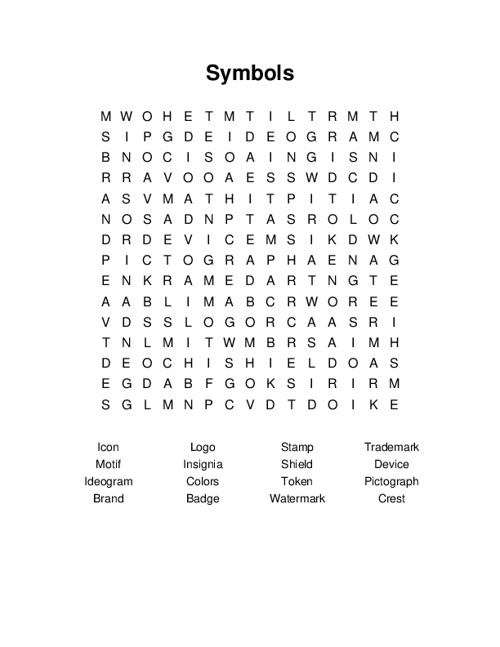 Symbols Word Search