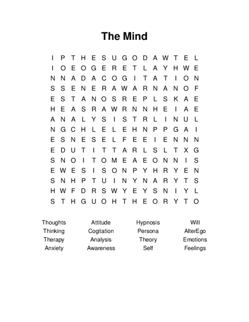 The Mind Word Search Puzzle