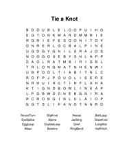 Tie a Knot Word Search Puzzle