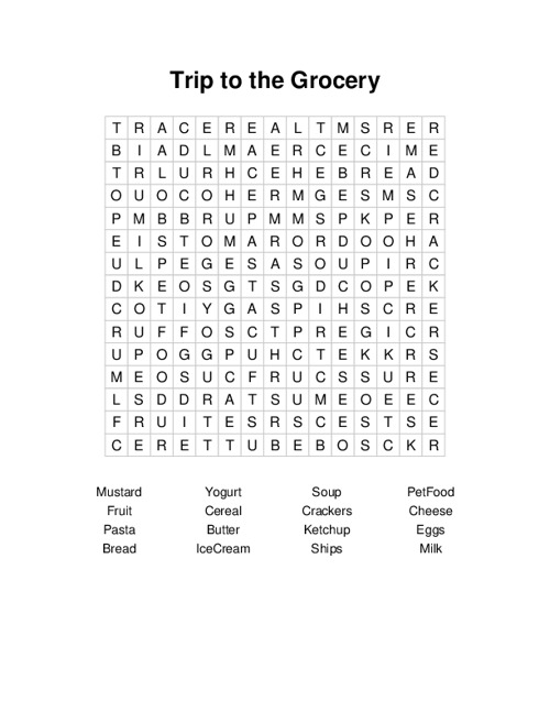 Trip to the Grocery Word Search Puzzle