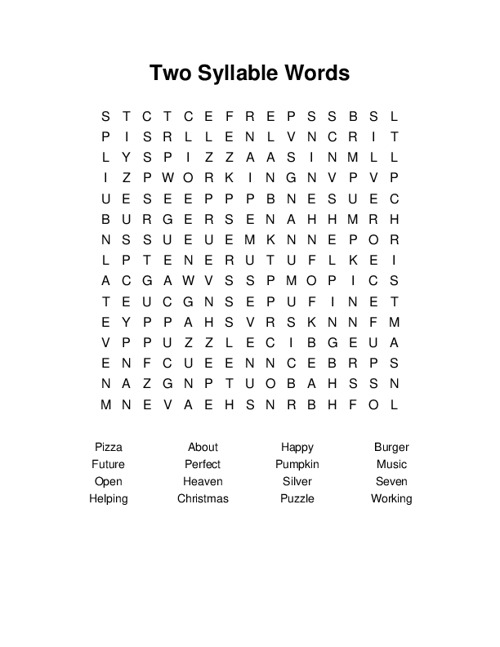 two-syllable-words-word-search