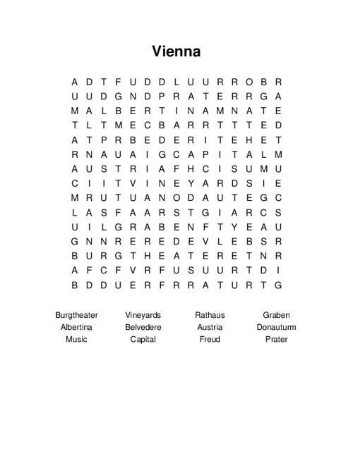 Vienna Word Search Puzzle