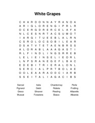 White Grapes Word Search Puzzle