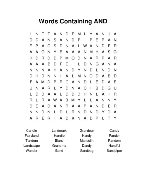 Words Containing AND Word Search Puzzle
