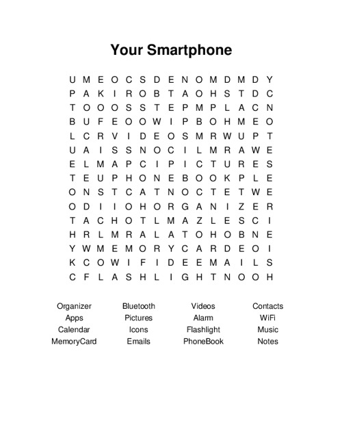 Your Smartphone Word Search Puzzle