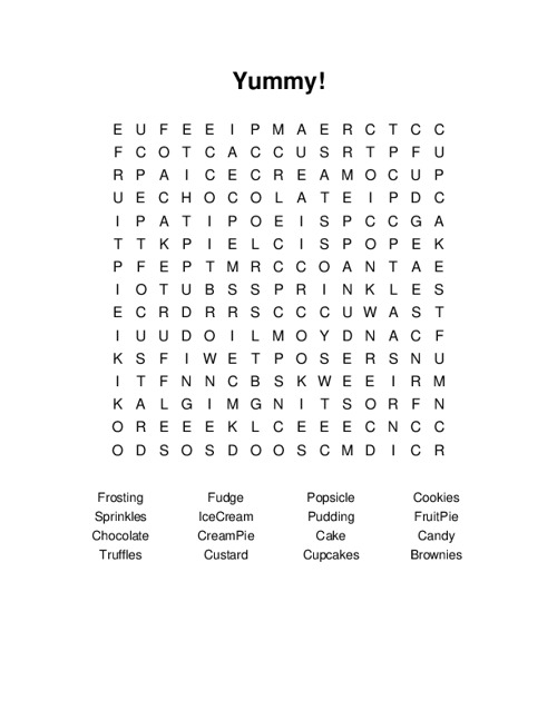Yummy! Word Search Puzzle