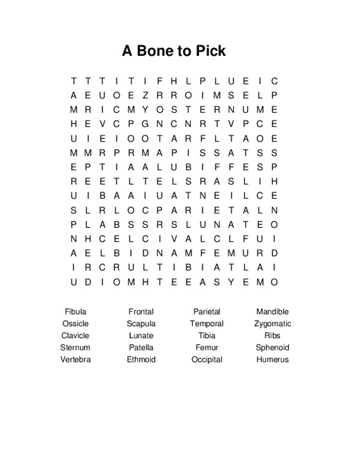 A Bone to Pick Word Search Puzzle