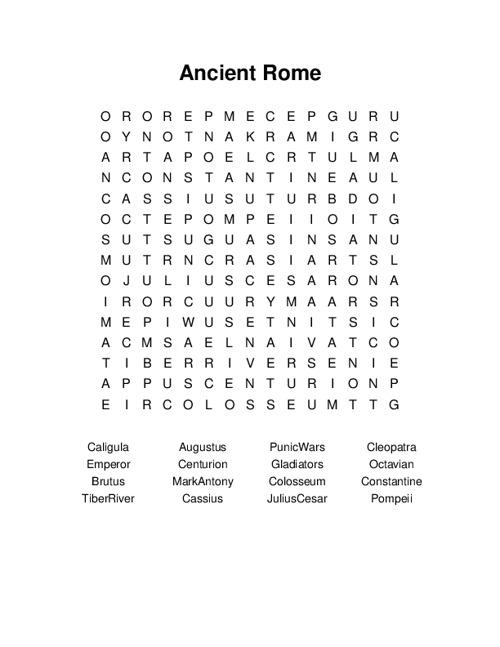 Ancient Rome Word Search Puzzle