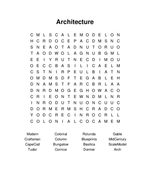 Architecture Word Search Puzzle