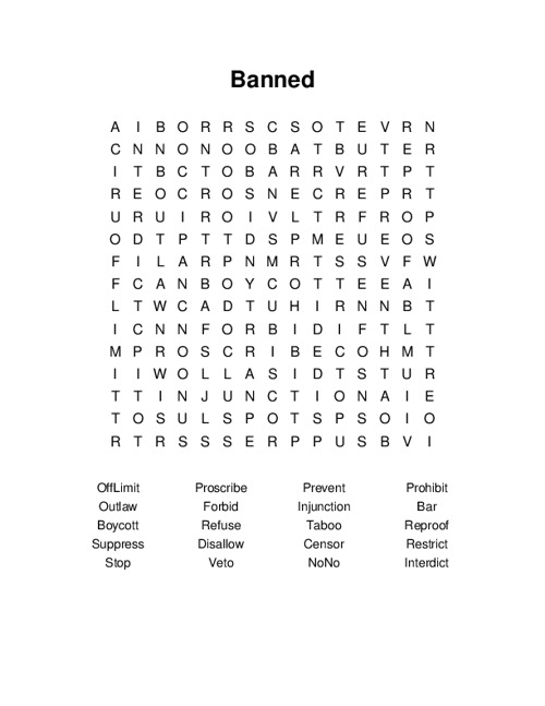 Banned Word Search Puzzle