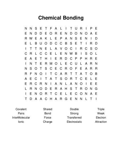 Chemical Bonding Word Search Puzzle
