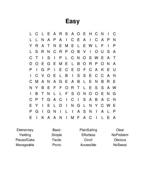 Easy Word Search Puzzle
