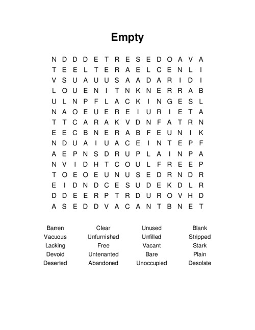 Empty Word Search Puzzle