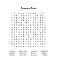 Famous Pairs Word Search Puzzle