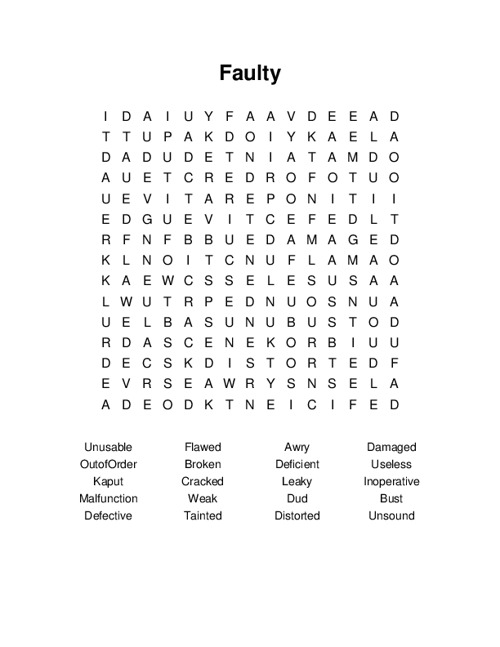 Faulty Word Search Puzzle