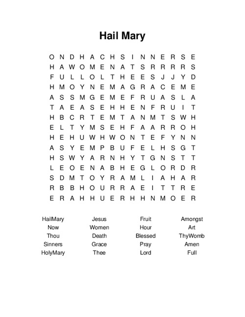 Hail Mary Word Search Puzzle