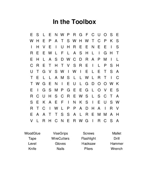 In the Toolbox Word Search Puzzle