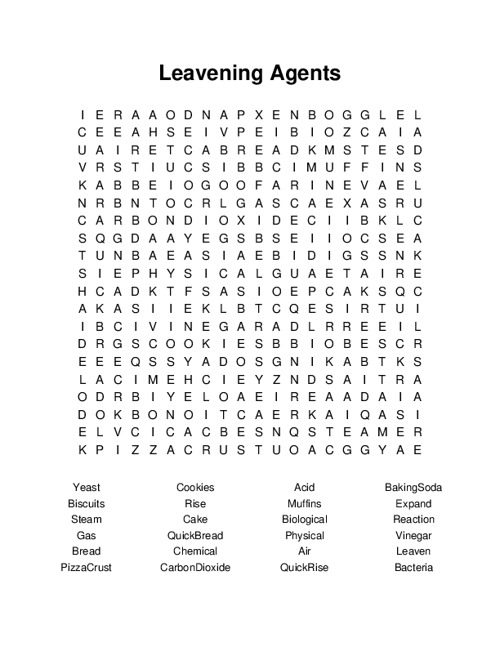 Leavening Agents Word Search Puzzle