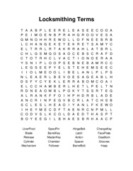 Locksmithing Terms Word Search Puzzle