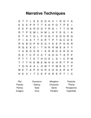 Narrative Techniques Word Search Puzzle