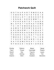 Patchwork Quilt Word Search Puzzle