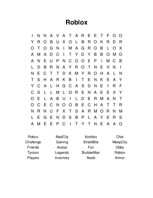 ROBLOX Word Search - WordMint