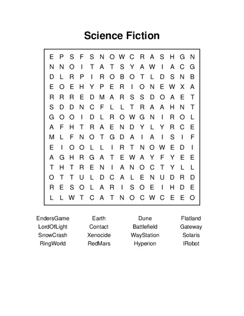 Science Fiction Word Search Puzzle
