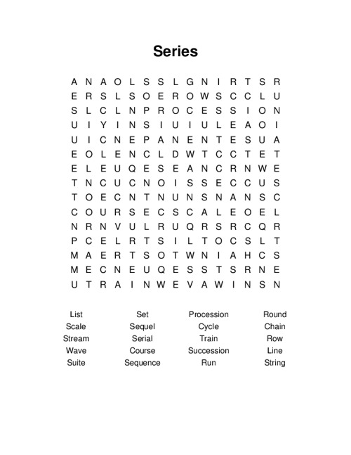 Series Word Search Puzzle