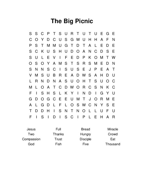 The Big Picnic Word Search Puzzle